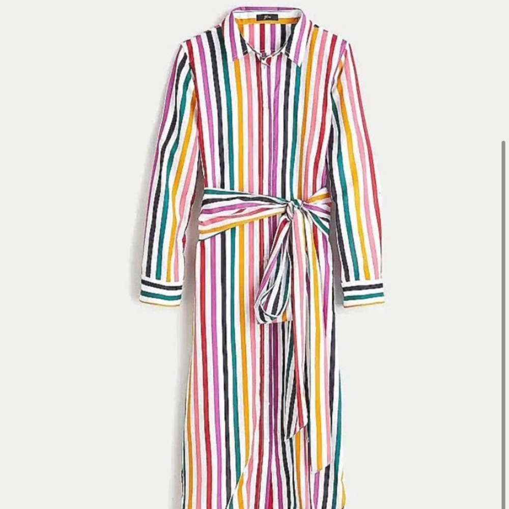 NWOT JCREW RAINBOW STRIPE MAXI SHIRT DRESS!
